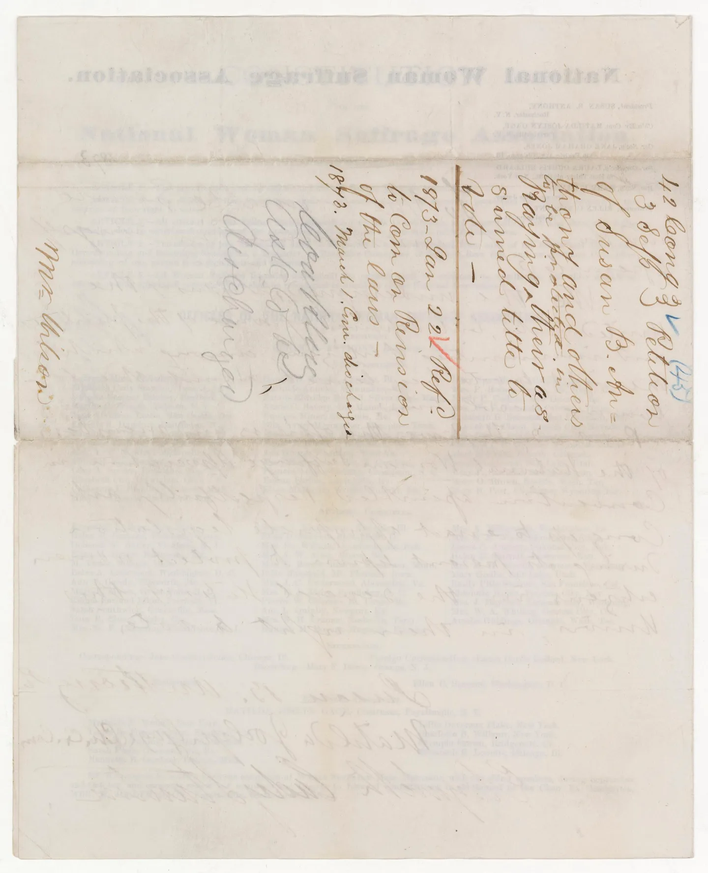 Final petition page bearing handwritten names and a congressional filing notation.