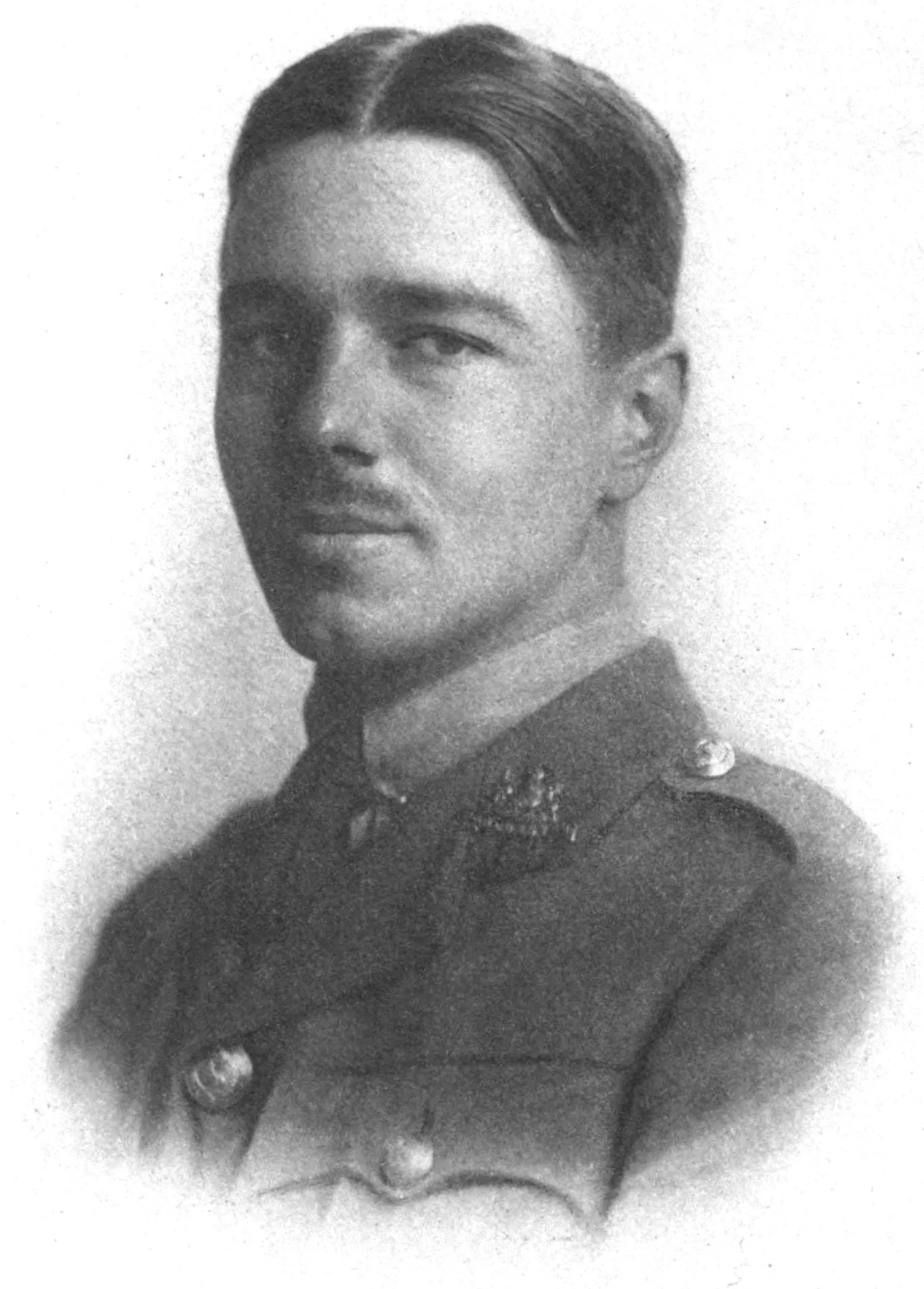 Wilfred Owen in army uniform, photographed for the portrait later printed in his 1920 collection.