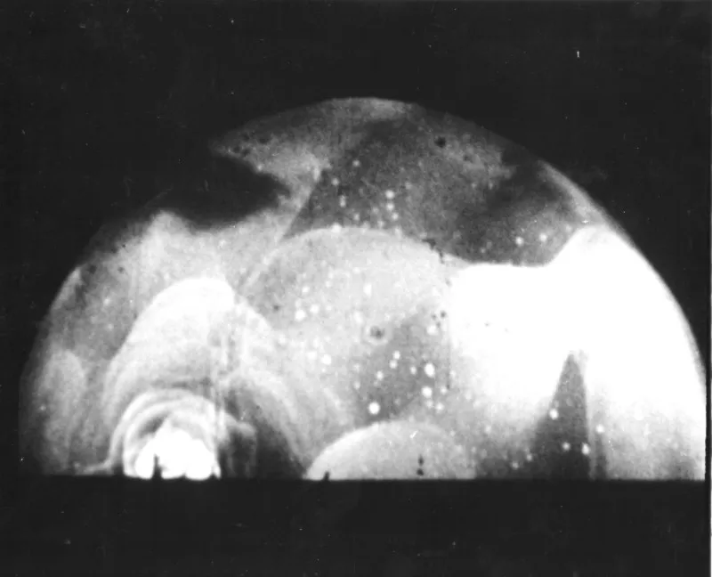 High-speed black-and-white photograph of the early Ivy Mike fireball.
