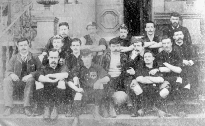 Sheffield Football Club players posed as a team in 1890, decades after its 1857 founding
