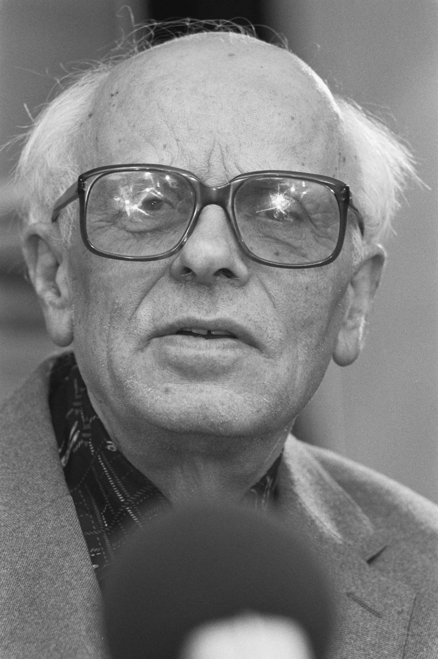 Andrei Sakharov photographed during his 1989 arrival in the Netherlands