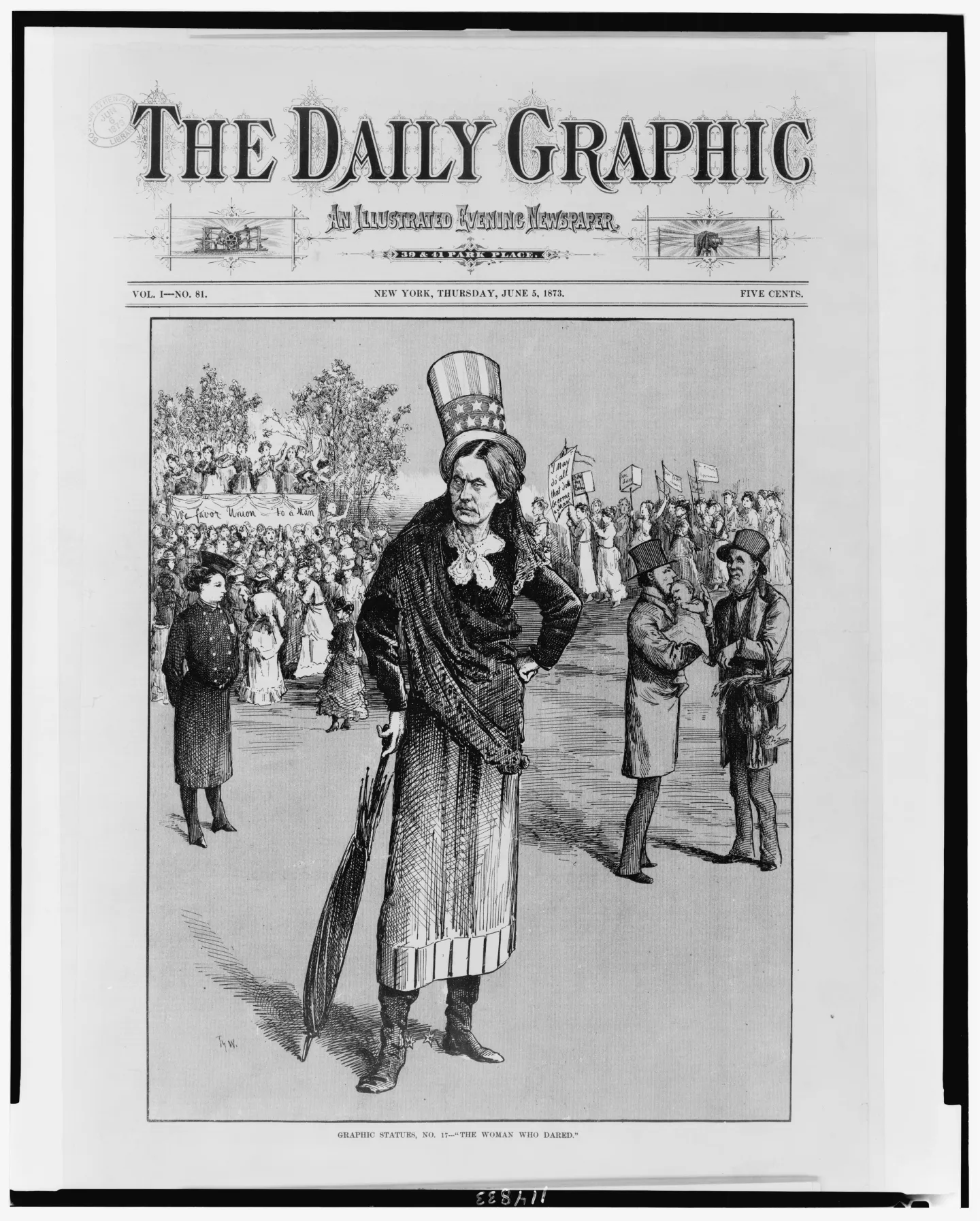 Daily Graphic front page with a caricature of Anthony wearing a tall hat and striped garments.