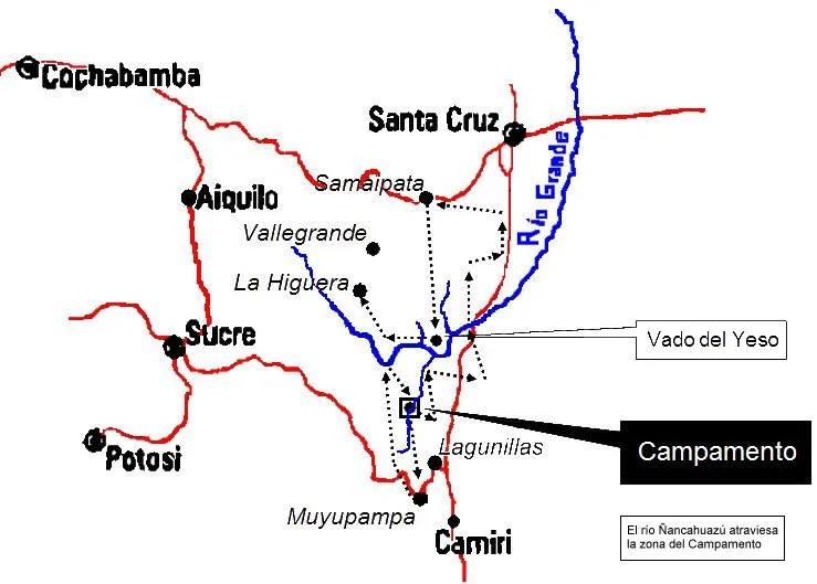 Modern map tracing Che Guevara’s 1967 guerrilla route in southeastern Bolivia, created by Pepe Robles in 2007.