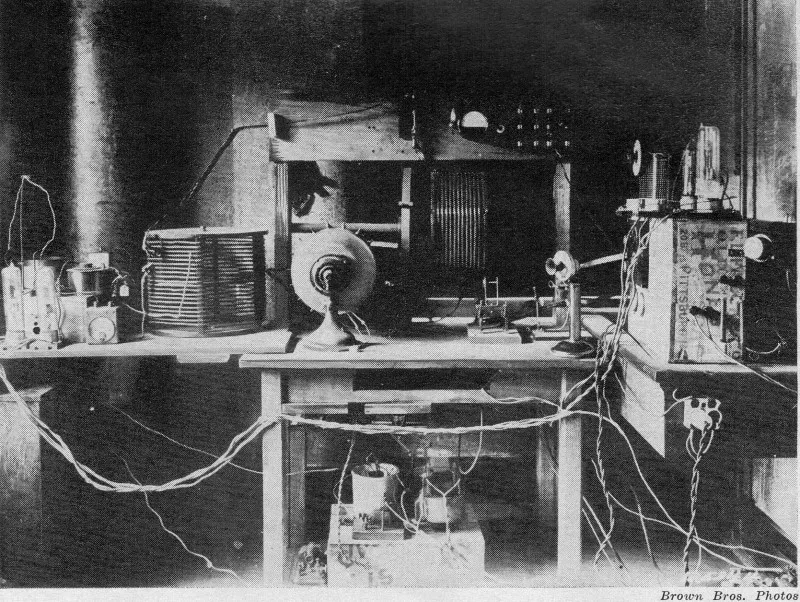 Frank Conrad’s workshop radio equipment in Wilkinsburg.
