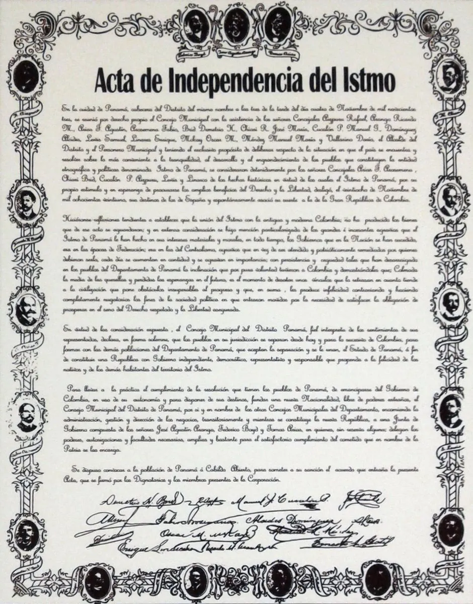 Facsimile of Panama’s 1903 declaration, reproduced in a 1904 periodical.