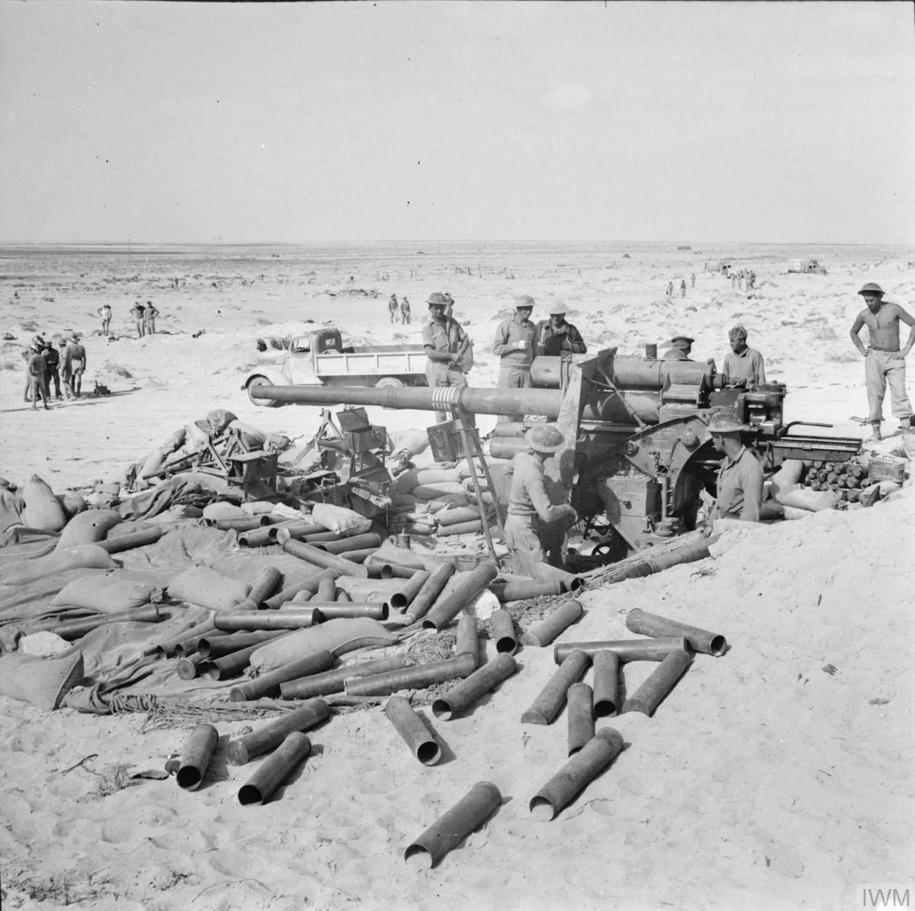 Abandoned German 88mm gun by the coast road west of El Alamein on November 7, 1942
