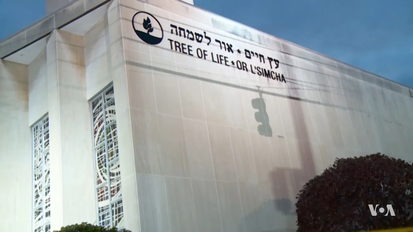 Tree of Life synagogue building in Pittsburgh photographed by Voice of America shortly after the October 2018 shooting.