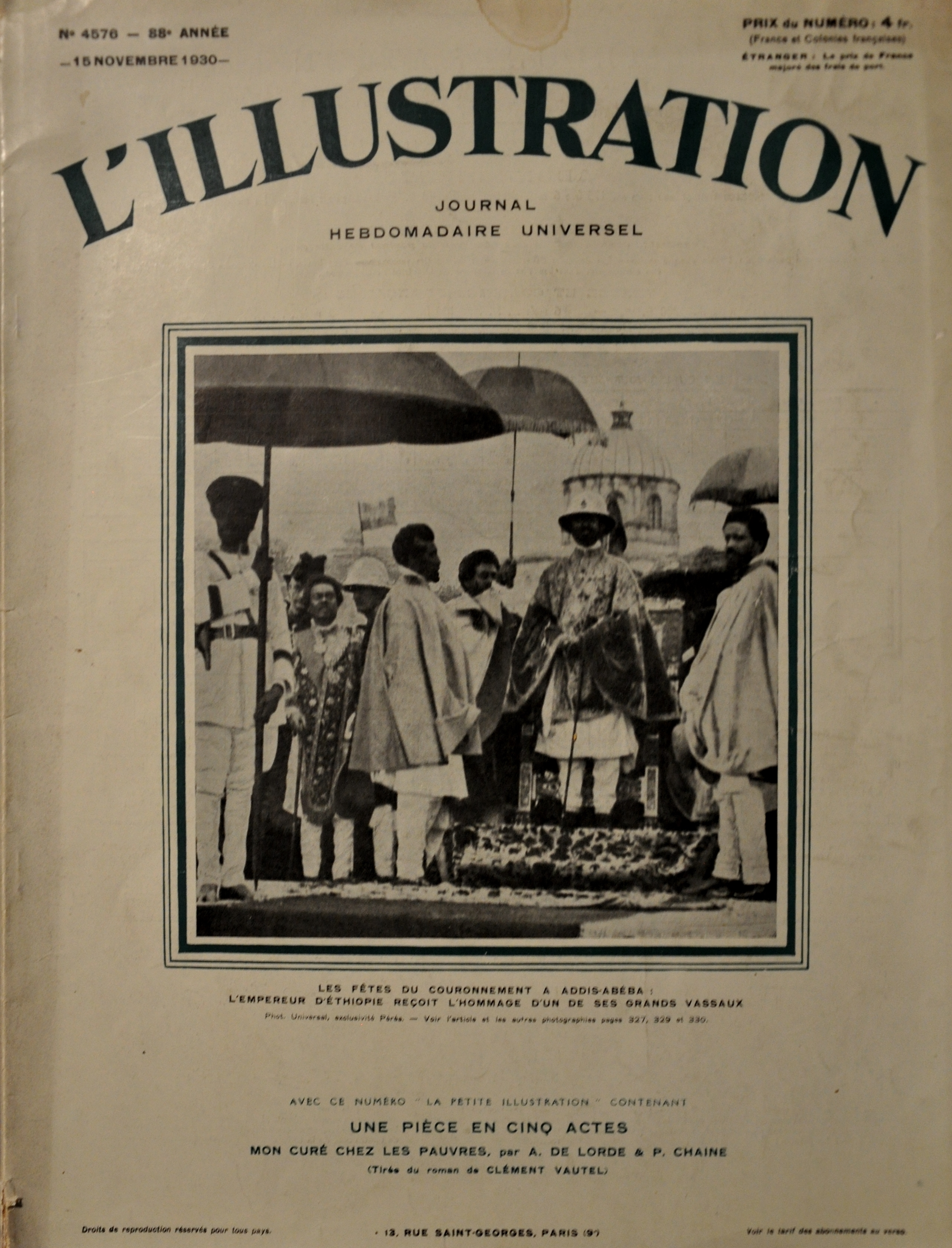 L’Illustration cover dated November 15, 1930, featuring Haile Selassie’s coronation.